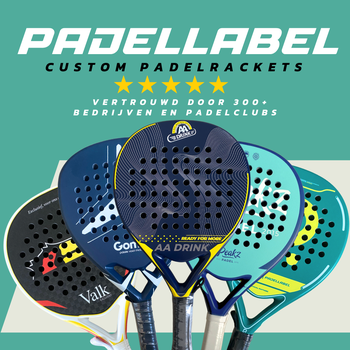 Bedrukte padelrackets van Padellabel voor A-merken.