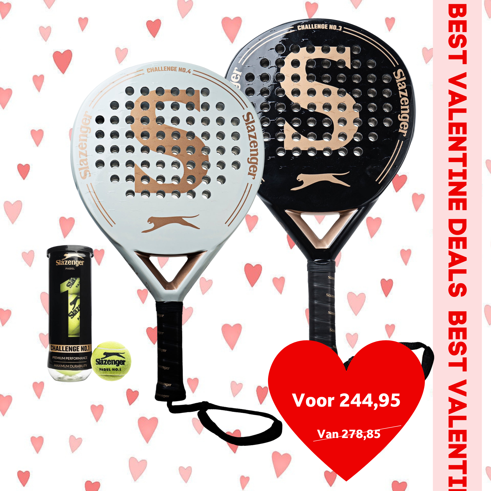 Slazenger Challenge No.4 White & Challenge No.3 Black/Gold | Valentine Deals