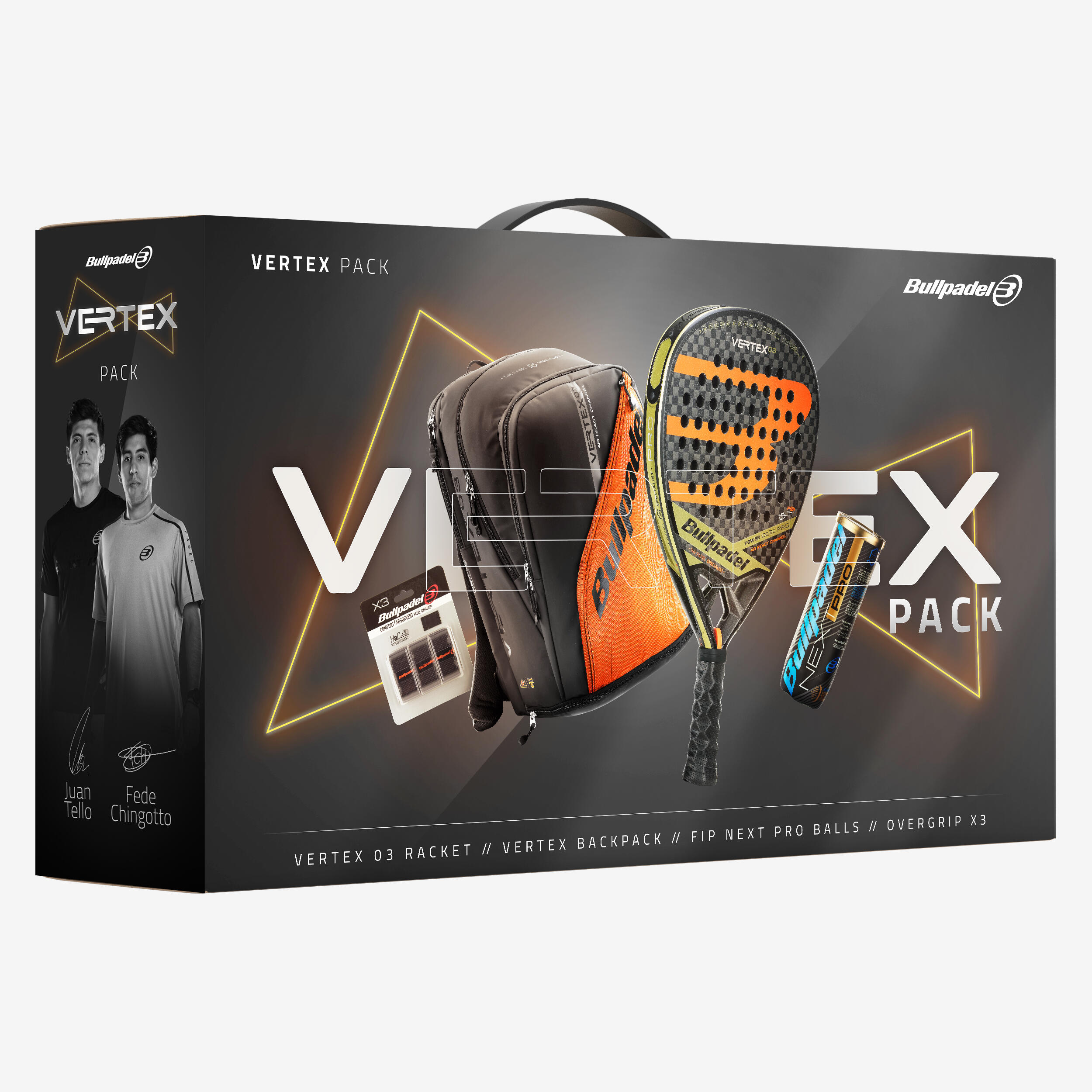 Vertex kerstpakket heren racket + rugzak + next ballen en overgrips