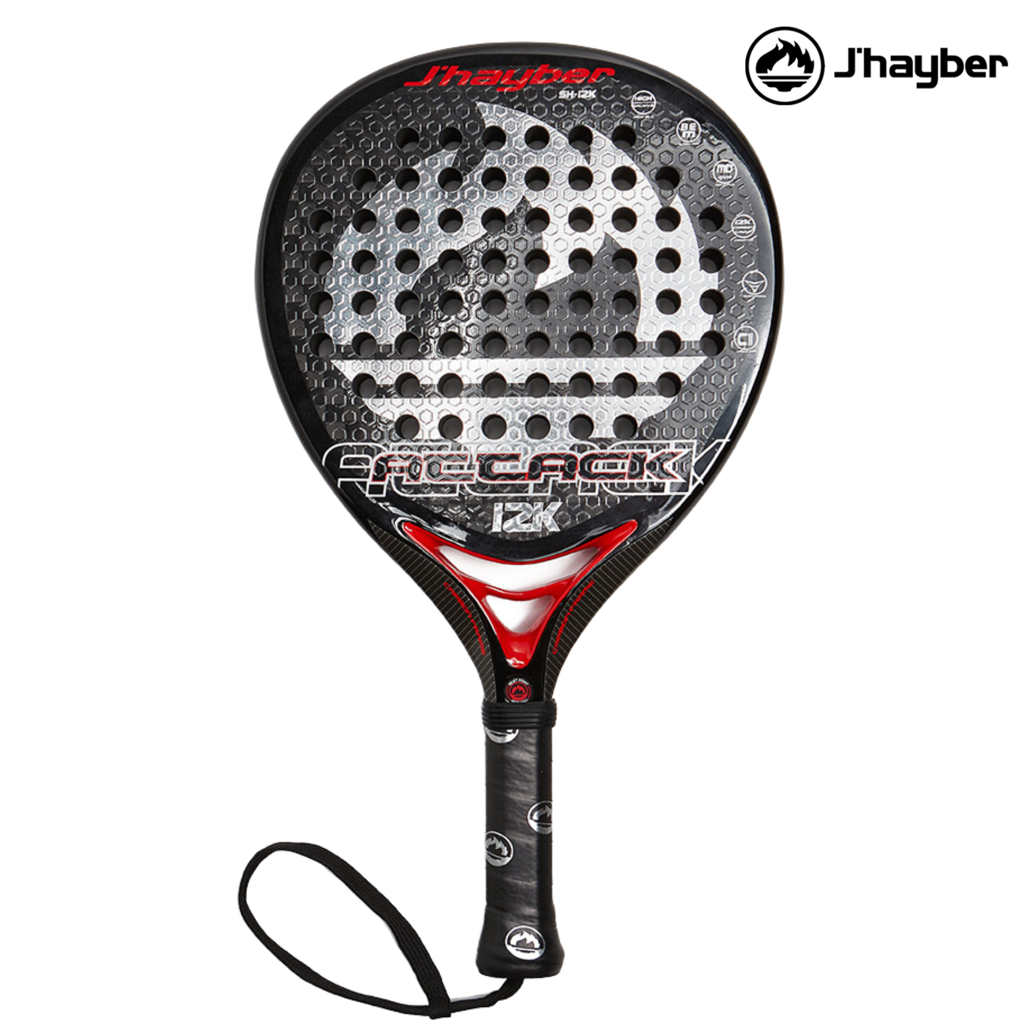 J'hayber Attack 12K Black/Red | Padel Racket